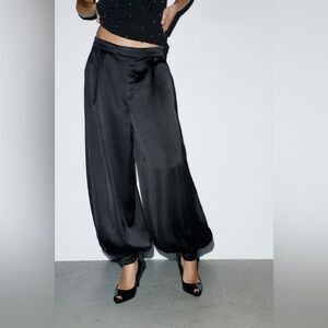 PLEATED SATIN PANTS  by ZARA